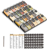 SpaceAid front view showing tray, jars and label set for quick setup