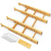 SpaceAid front view of bamboo dividers kit showing components and labels for easy setup