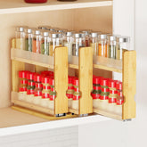 SpaceAid front view of bamboo spice rack showing compact footprint and organized tiers for space-saving