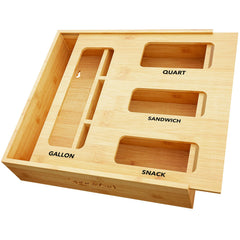 SpaceAid front view of bamboo bag organizer showing four compartments for neat access