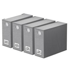 SpaceAid front view of four gray organizers showing tidy stacked storage benefit