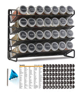 SpaceAid front view spice rack showing 28 jars and tidy organization benefit