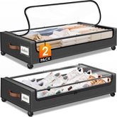 SpaceHacks front view of under bed storage showing clear window and capacity benefit