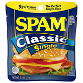 SPAM pouch front packaging showing brand and portion convenience
