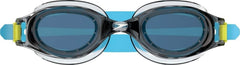 Speedo Hydrospex front view showing grey-blue lenses and fit benefits