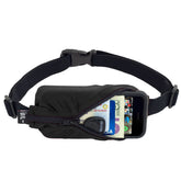 SPIbelt front view black showing sleek no-logo design and slim profile benefit