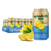 Spindrift lemon black tea can front showing label and natural lemon benefit