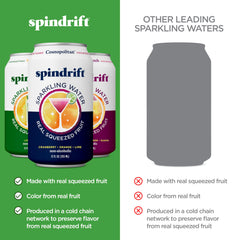 Spindrift open can with visible carbonation and benefit lively bubbles