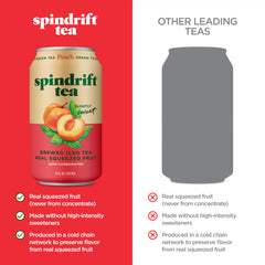 Label detail on Spindrift can showing brewed tea blend and clean ingredients
