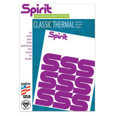 Spirit pack front view showing label and sheet count, reassuring purchase decision
