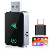 SPIRITIME front view of wireless CarPlay adapter showing compact design and easy plug-in benefit