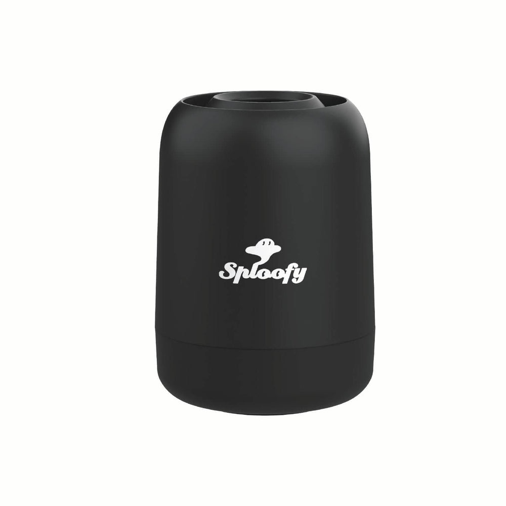 Sploofy PRO II front view in black showing compact profile and discreet use benefit