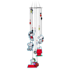 Spoontiques Snoopy wind chime front view showing characters and gentle outdoor charm
