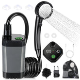 Spopal front view showing compact rechargeable shower and portability benefits