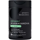 Sports Research bottle front view showing organic Ashwagandha and KSM-66 benefit