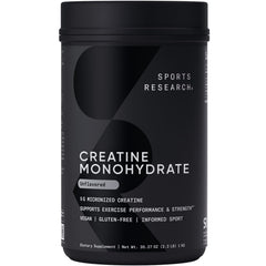 Sports Research creatine front packaging showing label and servings for clear choice