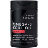 Sports Research front bottle showing krill oil branding and benefits