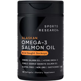 Sports Research front bottle showing wild sockeye salmon oil, clear sustainable source