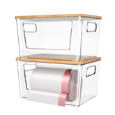 spospo front packaging view showing two stacked dispensers and tidy storage benefit