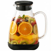 Spreccio front view glass pitcher showing clear borosilicate and lid for durable serving