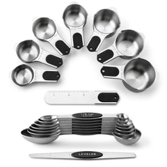 Spring Chef front view of 15-piece measuring set showing compact storage and neat layout