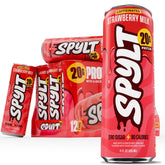 Spylt front can showing strawberry milk flavor and convenient 20g protein benefit