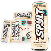 Spylt front packaging showing vanilla shake and 12-pack convenience