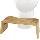 Squatty Potty Oslo front view showing bamboo finish and ergonomic shape for comfort