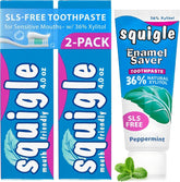 Squigle front packaging showing mild peppermint and SLS-free benefit