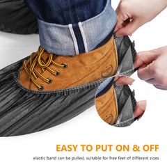 squish shoe cover on work boot showing durable coverage benefit