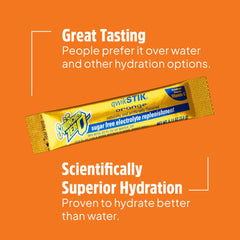 Sqwincher Qwik Stik packet inside a gym bag demonstrating portable zero-sugar hydration for workouts