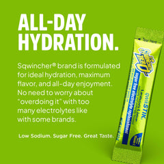 Sqwincher powder pouring from stick into bottle demonstrating fast dissolve and easy mixing