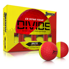 Srixon Q-STAR TOUR DIVIDE front packaging showing 12-pack and matte red color for visibility