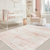 Srugn pink rug front view showing vintage pattern and cozy look