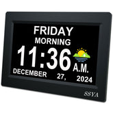 SSYA front display clock showing full day and month for immediate readability