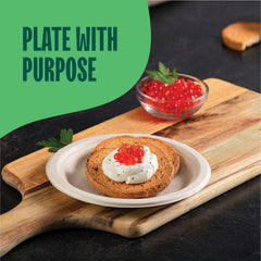Stack Man plate in use with dessert demonstrating sturdy serving