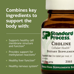 Standard Process choline supplement label and nutrition facts for ingredient transparency