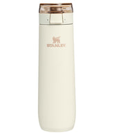 STANLEY front view of cream Flowstate Spring Bottle showing slim design benefit