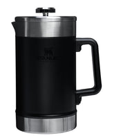 STANLEY front view of French Press showing sturdy handle and black finish, built for durability