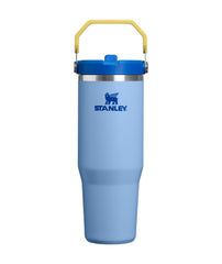 STANLEY IceFlow front view showing Cornflower Admiral Blue finish and 30 oz capacity benefit