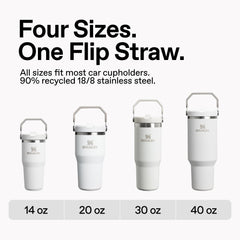STANLEY IceFlow wide opening filled with ice showing easy fill and long-lasting cold benefit