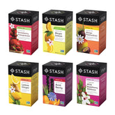 Stash sampler front packaging showing all six boxes and freshness benefit