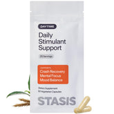 STASIS front packaging showing bottle and label benefits