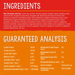 Stella & Chewy's ingredient spread with beef, pumpkin and papaya for digestion