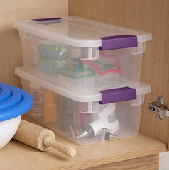 Sterilite stacked containers in pantry showing space-saving visibility and neat organization
