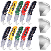 stino front view of folding box cutter showing ergonomic handle and folding lock for safety
