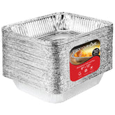 Stock Your Home front view of 9x13 pan pack shows sturdy disposable trays and value