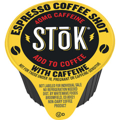 SToK front packaging of 264 espresso shots showing bulk convenience