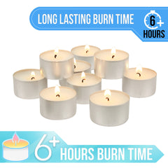 Stonebriar tea light in aluminum cup containing melted wax safely