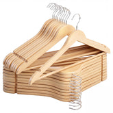 StorageWorks front view of 20-pack wooden hangers shows uniform, durable organization